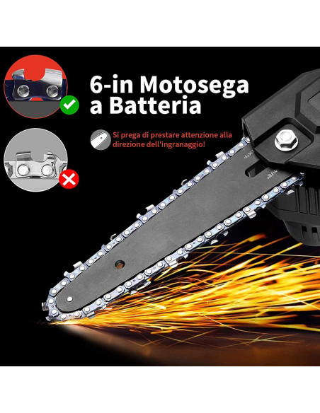 Mini Motosega Elettrica Cordless a Batteria 21VF Lama 4 Pollici per Potare