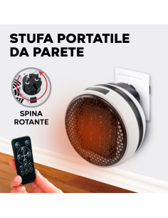 Stufa Elettrica Portatile Senza Fili da Muro 900W Display... 2