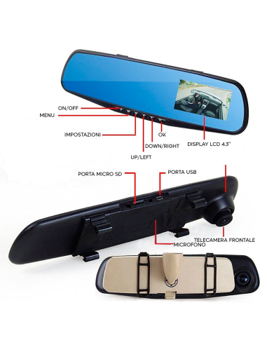 Specchietto Retrovisore con Telecamera Schermo...