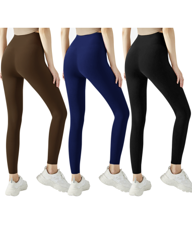 Kit 3pz Leggings Sportivo Donna Nero Blu Marrone Tessuto Elasticizzato Autunnale