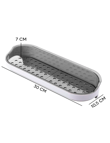 Mensola Portaoggetti Adesiva a Parete Organizer 4 Ganci Bagno e Cucina 30x10.5x7
