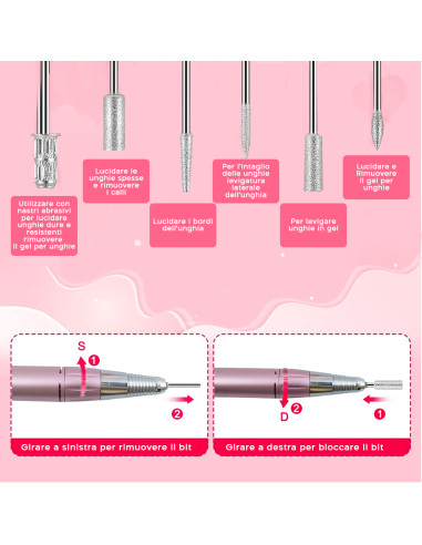Mini Fresa per Unghie Professionale 35000 Giri...