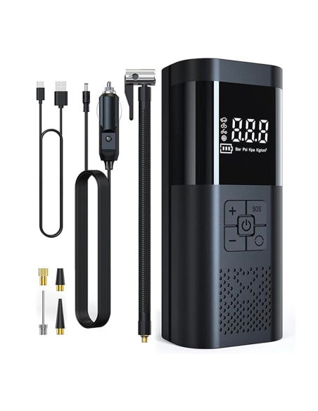 Mini Compressore Aria Portatile per Auto Ricaricabile Torcia Gonfiabili per Bici