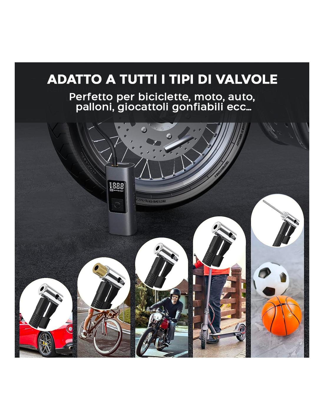 Compressore Portatile ad Aria Per Gonfiaggio Ruote Auto Moto Presa  Accendisigari | LGV Shopping