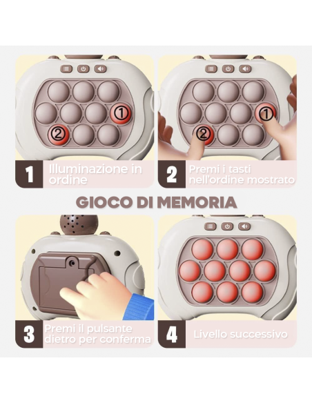 Giocattolo Elettronico Pop-it Push per Bambini 3+ Console di Gioco Sensoriale