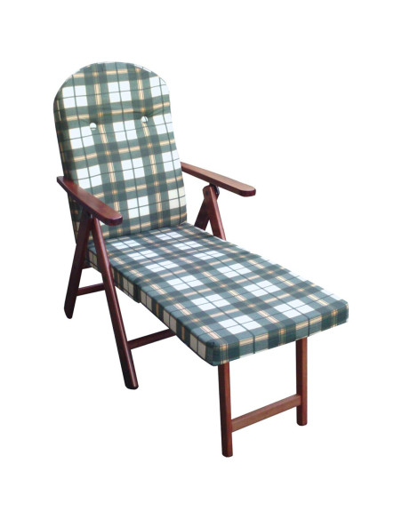 Poltrona in Legno AMALFI con Poggiapiedi Estraibile Cuscino Imbottito 108x65x60