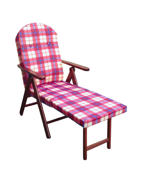 Poltrona in Legno AMALFI con Poggiapiedi Estraibile Cuscino Imbottito 108x65x60