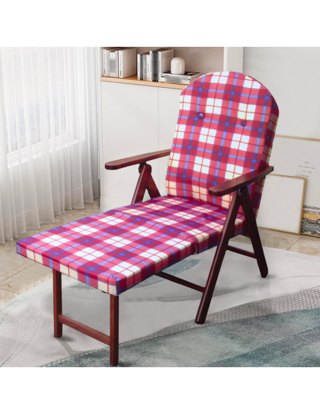 Poltrona in Legno AMALFI con Poggiapiedi Estraibile Cuscino Imbottito 108x65x60