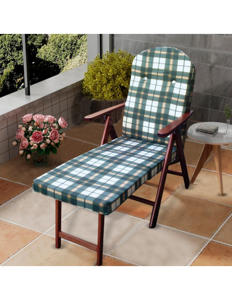 Poltrona in Legno AMALFI con Poggiapiedi Estraibile Cuscino Imbottito 108x65x60