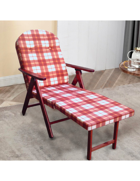 Poltrona in Legno AMALFI con Poggiapiedi Estraibile Cuscino Imbottito 108x65x60