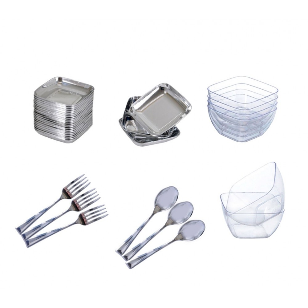 Set completo di 54 pz per party aperitivi Finger Food in plastica