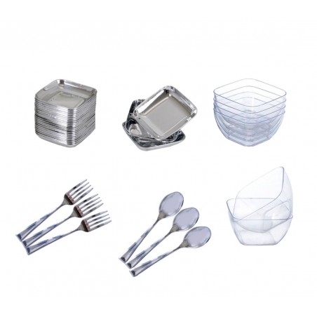 Set completo di 54 pz per party aperitivi Finger Food in plastica  Set completo di 54 pz per party aperitivi Finger Food in plastica
