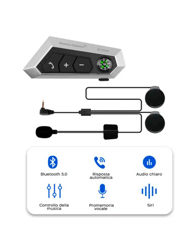 Kit Chiamata Moto Auricolari Casco Wireless con...