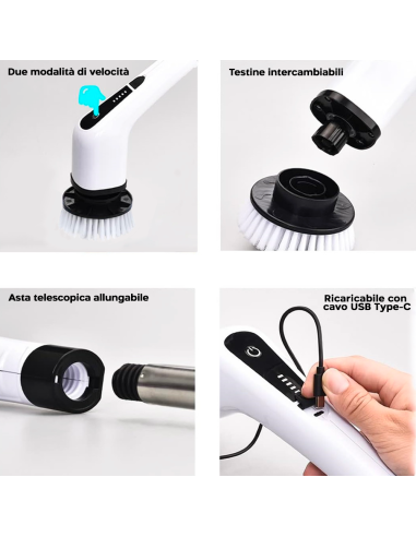 Spazzola Elettrica Rotante Senza Fili 3 in 1...
