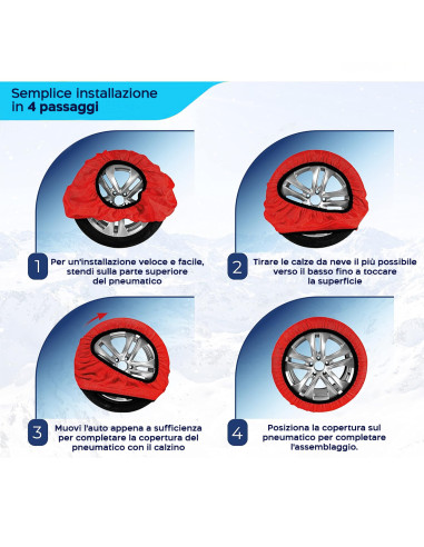 Set 2 Catene da Neve in Tessuto kit Calze...