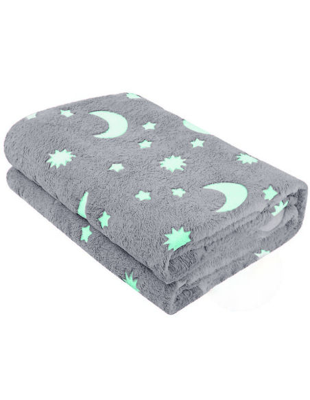 Coperta Magica per Bambini Plaid Invernale Pile Grigio con Fantasia Fluorescente