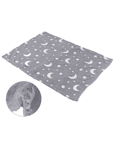 Coperta Magica per Bambini Plaid Invernale Pile Grigio con Fantasia Fluorescente