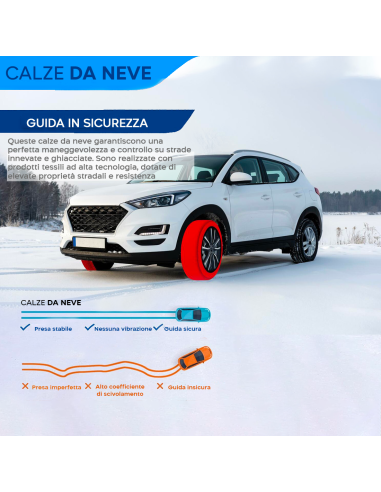 Set 2 Catene da Neve in Tessuto kit Calze...