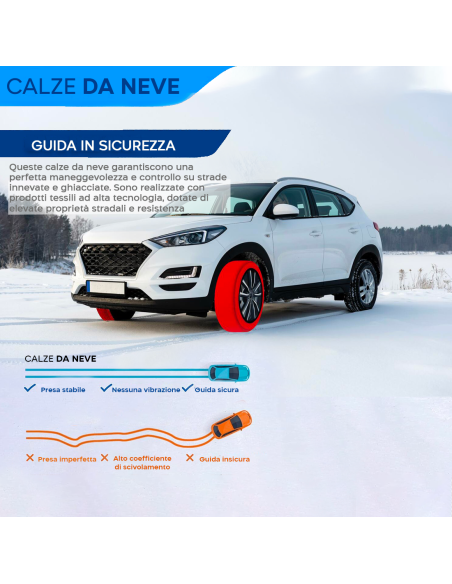 Set 2 Catene da Neve in Tessuto kit Calze Omologate EN 16662 Auto per Pneumatici