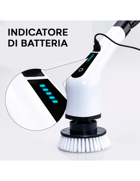 Spazzola Elettrica Rotante Senza Fili 3 in 1 Mocio per Superfici con 3 Testine