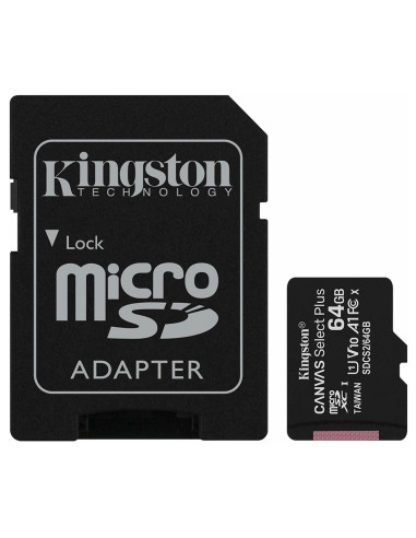 Kingston Canvas Select Plus SDCS2/64GB Scheda MicroSD Classe 10 e Adattatore SD
