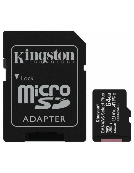 Kingston Canvas Select Plus SDCS2/64GB Scheda MicroSD Classe 10 e Adattatore SD