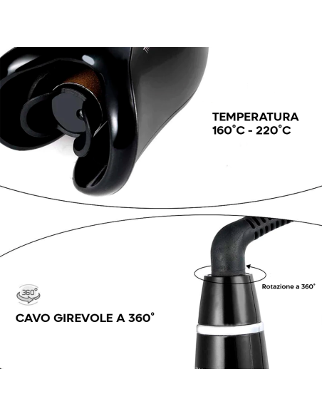 Piastra Arricciacapelli Automatica Ferro Rotazione Bidirezionale 4 Temperature