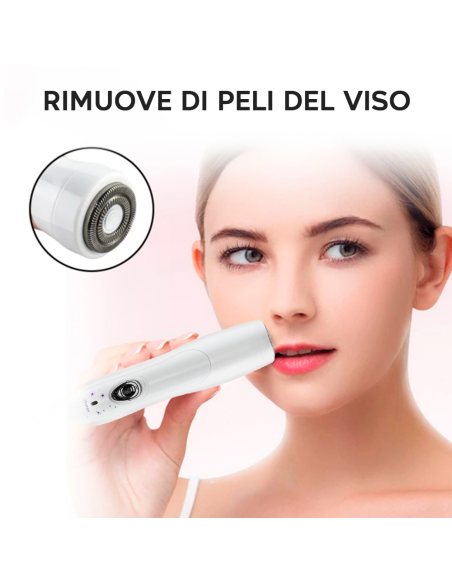 Epilatore Donna 4 in 1 Rasoio Viso e Corpo 4 Testine Ricaricabile Rimuovi Calli