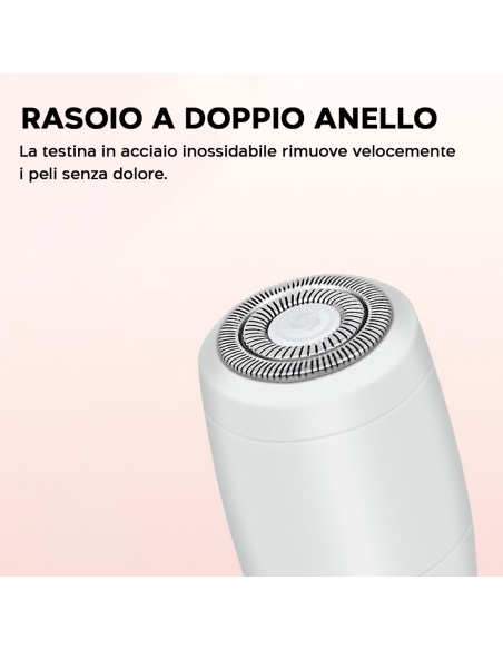 Epilatore Donna 4 in 1 Rasoio Viso e Corpo 4 Testine Ricaricabile Rimuovi Calli
