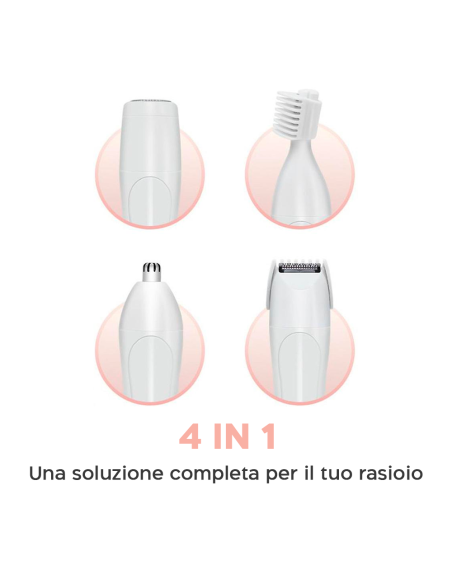 Epilatore Donna 4 in 1 Rasoio Viso e Corpo 4 Testine Ricaricabile Rimuovi Calli