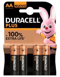 Confezione 4 Duracell Plus Pile AA 100% Extra Life...