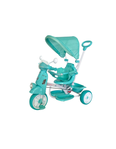 Image of Triciclo per Bambini Trico Deluxe LT917 Sedile Girevole Luci Suoni e Parasole Verde