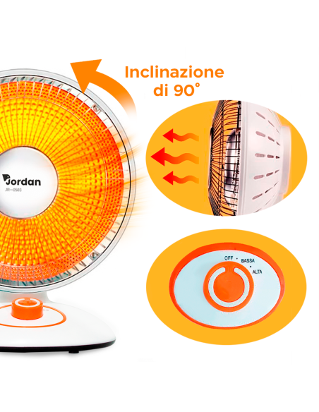 Stufa Elettrica Parabola Fibra di Carbonio JR-0503 Diametro 35cm Inclinabile 90°