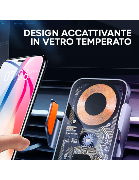 Supporto Telefono Auto per Presa d'Aria Multifunzione con Ricarica Wireless 20W