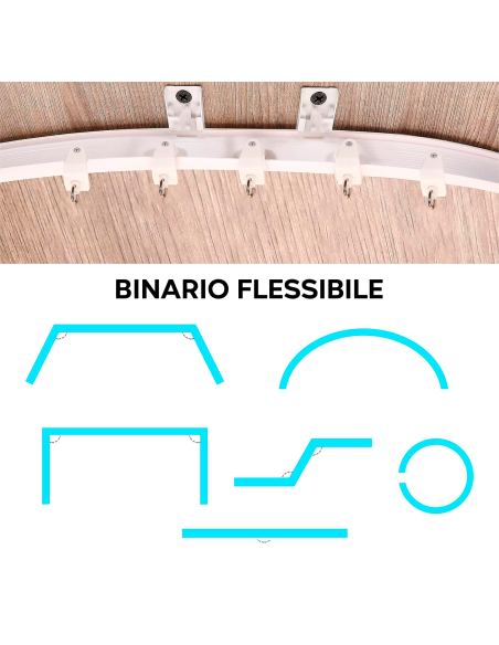 Binario Tenda Flessibile 5mt Pieghevole Scorrevole in PVC Divisore per Stanze