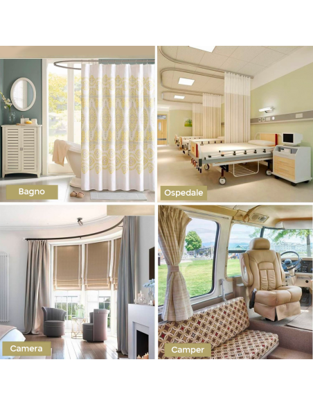 Binario Tenda Flessibile 5mt Pieghevole Scorrevole in PVC Divisore per Stanze