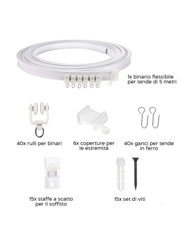 Binario Tenda Flessibile 5mt Pieghevole...