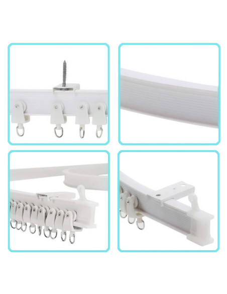 Binario Tenda Flessibile 5mt Pieghevole Scorrevole in PVC Divisore per Stanze