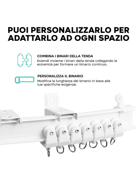 Binario Tenda Flessibile 5mt Pieghevole Scorrevole in PVC Divisore per Stanze