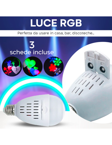 Lampadina a LED Luce RGB 4W con Proiezione di Immagini in Movimento Attacco E27