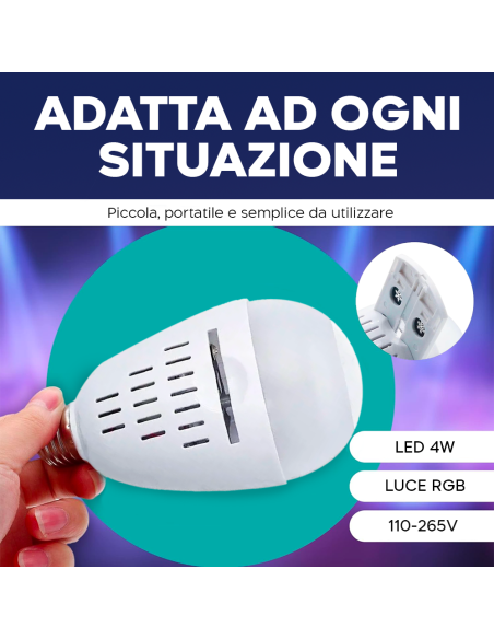 Lampadina a LED Luce RGB 4W con Proiezione di Immagini in Movimento Attacco E27