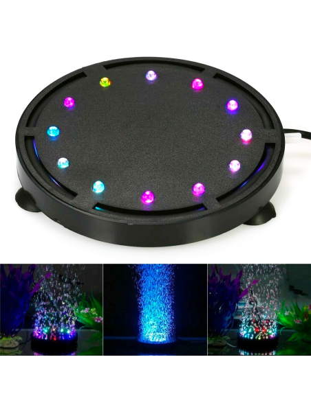 Lampada per Acquario con Bolle RGB LED Illuminazione Subacquea Attacco a Ventosa