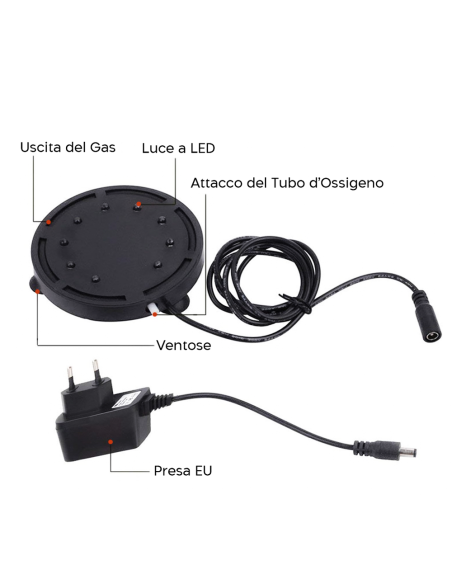 Lampada per Acquario con Bolle RGB LED Illuminazione Subacquea Attacco a Ventosa