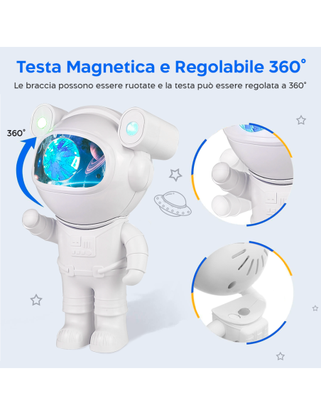Astronauta Proiettore di Stelle con Bluetooth Timer Telecomando Lampada Stellata