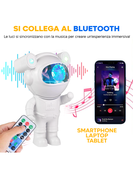 Astronauta Proiettore di Stelle con Bluetooth Timer Telecomando Lampada Stellata