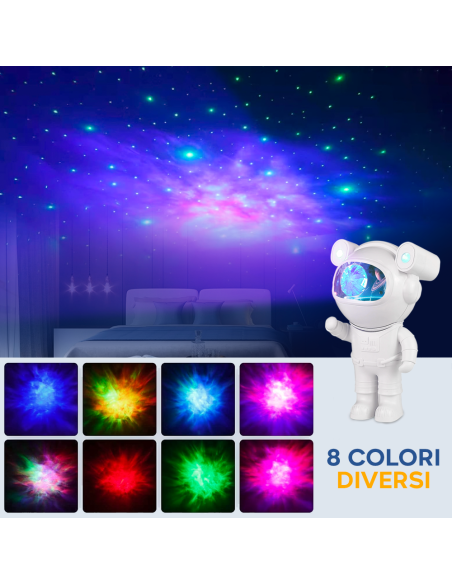 Astronauta Proiettore di Stelle con Bluetooth Timer Telecomando Lampada Stellata