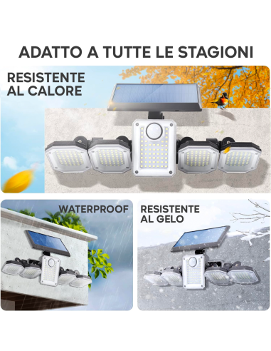 Lampada Ricarica Solare Esterno a Parete IP65 5...