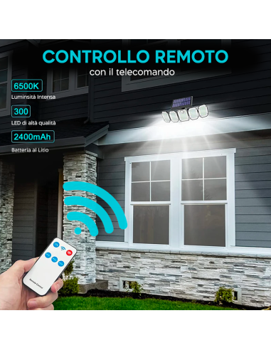 Lampada Ricarica Solare Esterno a Parete IP65 5...