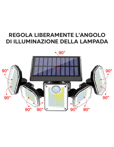 Lampada Ricarica Solare Esterno a Parete IP65 5...