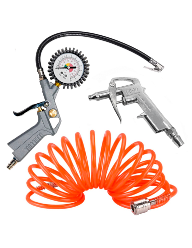 Image of Kit Accessori per Compressore Gonfiagomme con Manometro per Auto con Adattatori